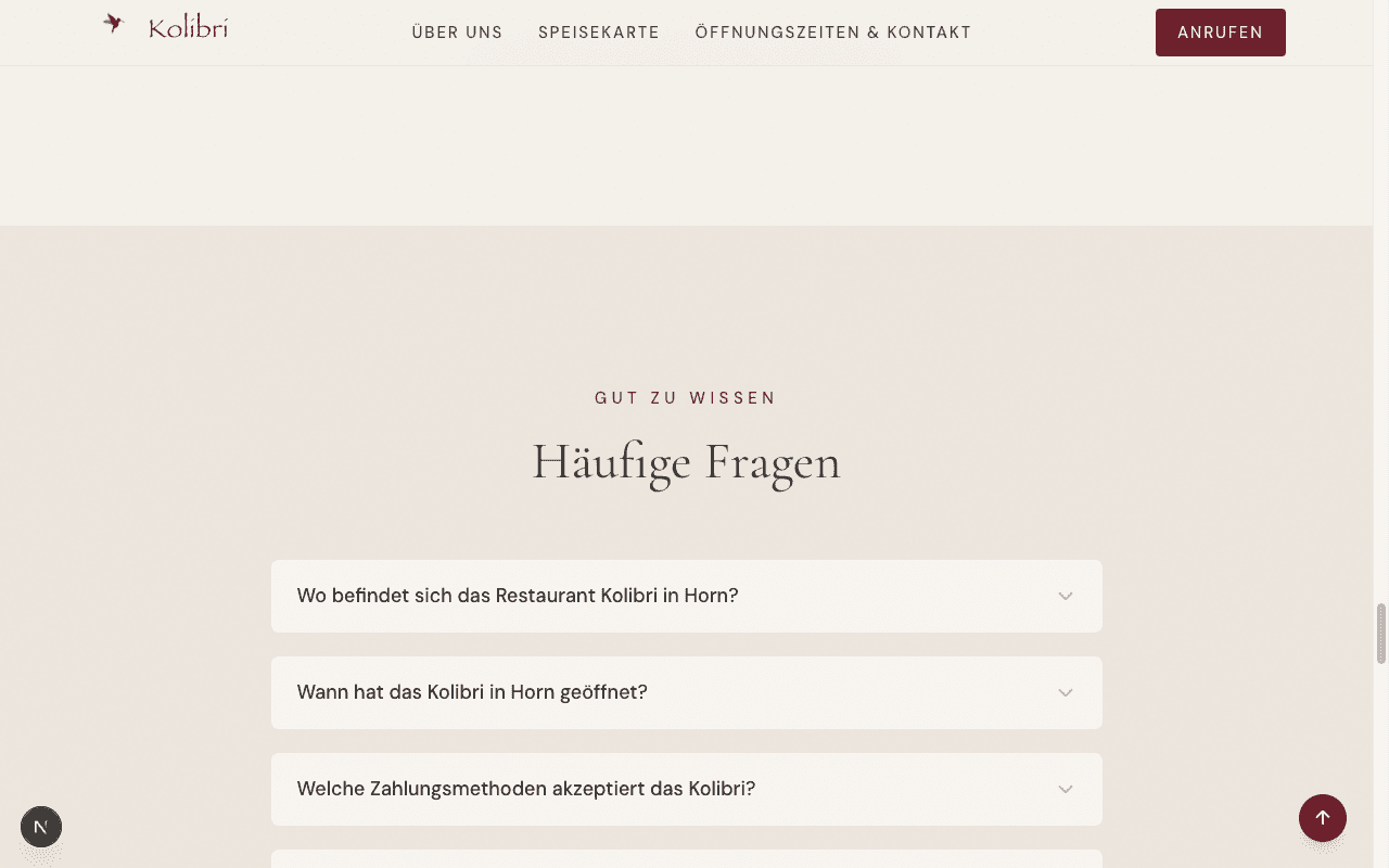 Kolibri – Unterseite 4 der Website
