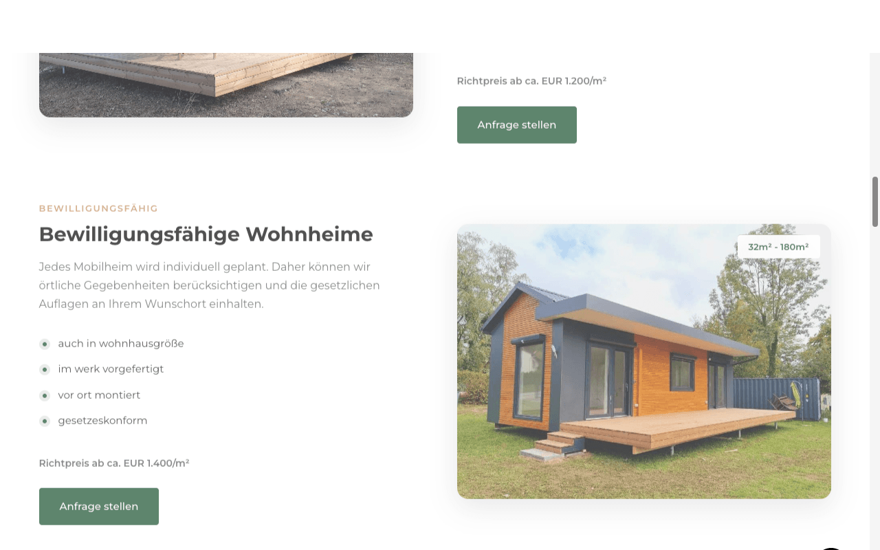 Tischlerei Allram – Unterseite 2 der Website