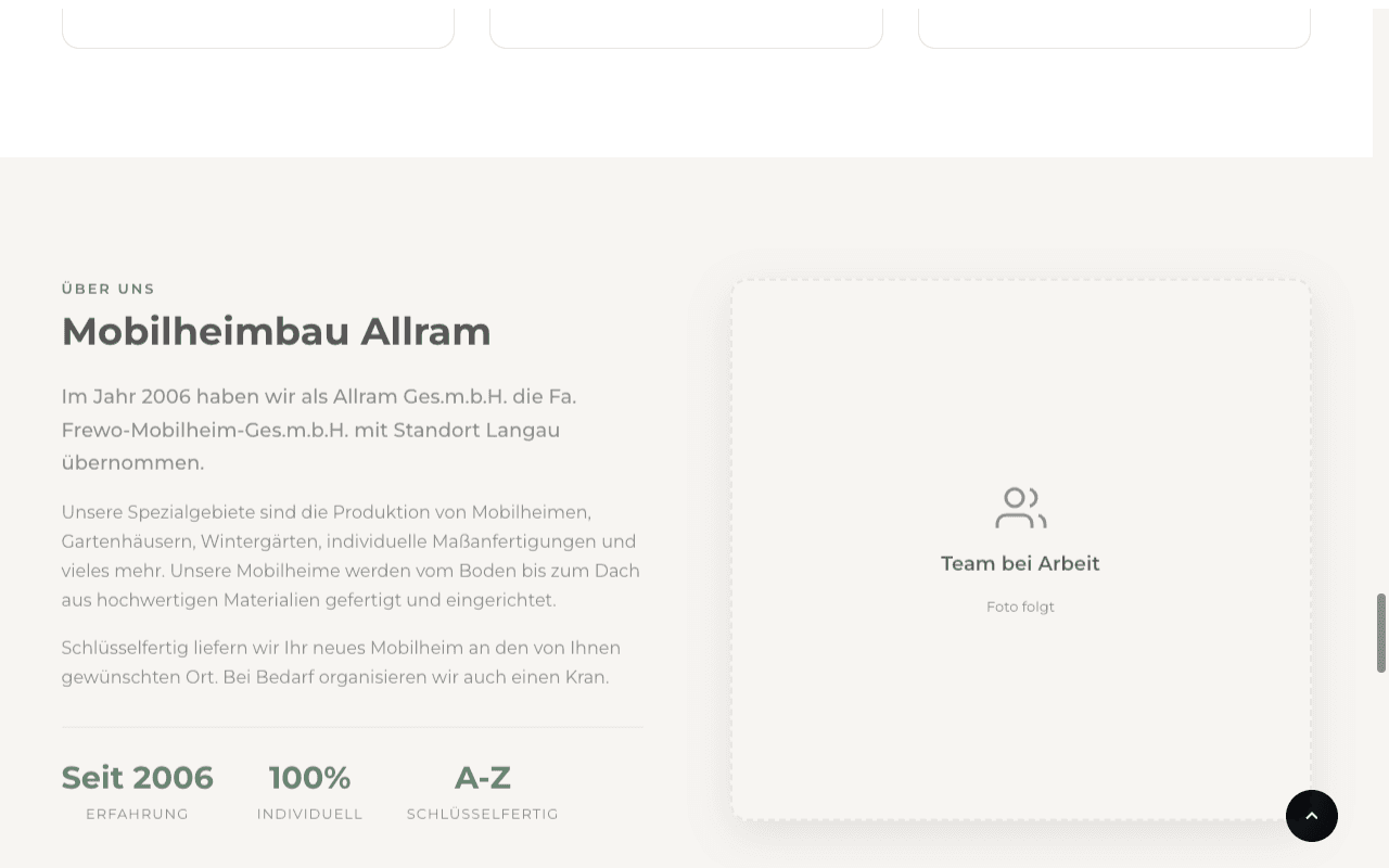 Tischlerei Allram – Unterseite 4 der Website